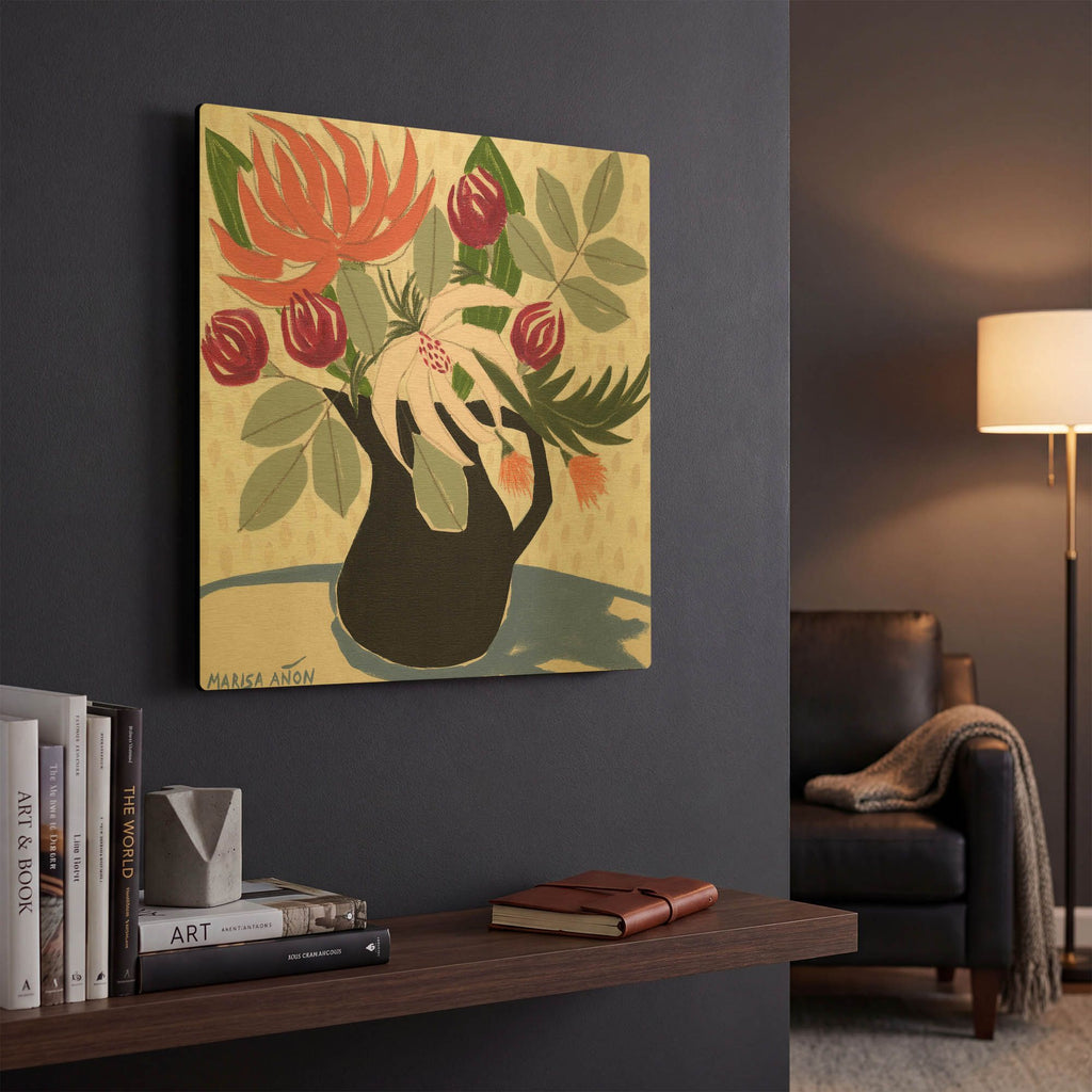 'April Florals 12' By Marisa Anon Gold Metal Wall Art