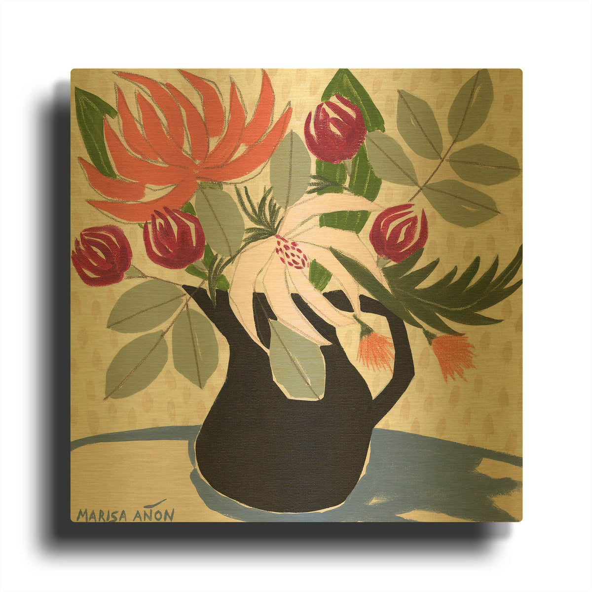 'April Florals 12' By Marisa Anon Gold Metal Wall Art