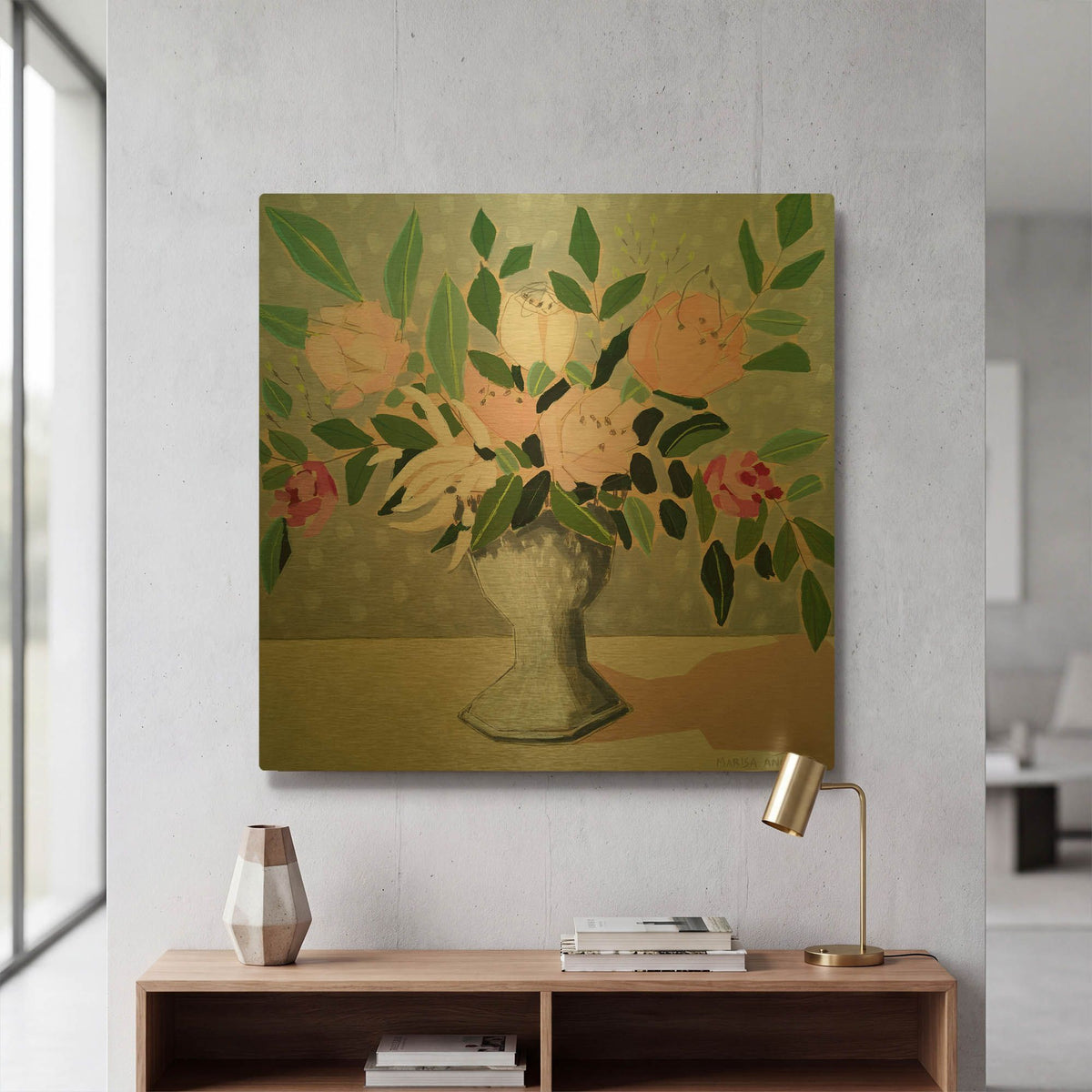 'Spring Florals 1' By Marisa Anon Gold Metal Wall Art