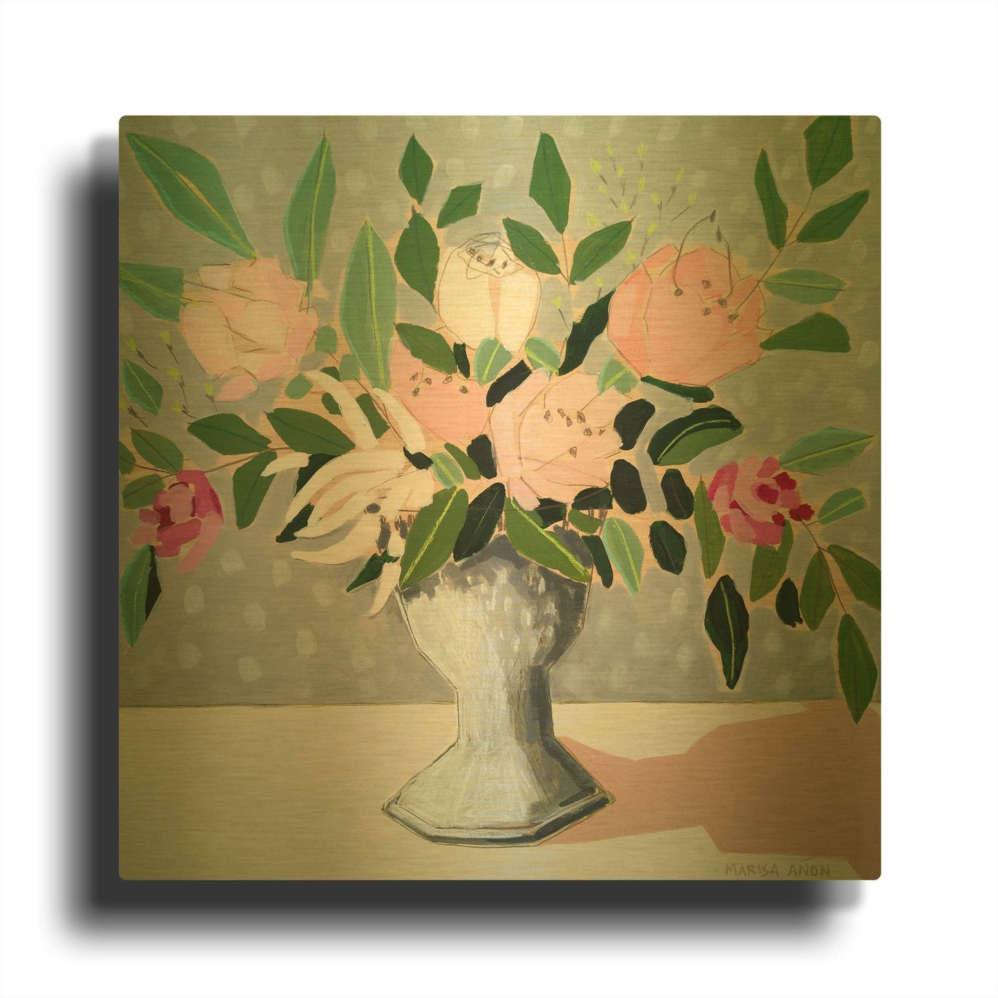 'Spring Florals 1' By Marisa Anon Gold Metal Wall Art