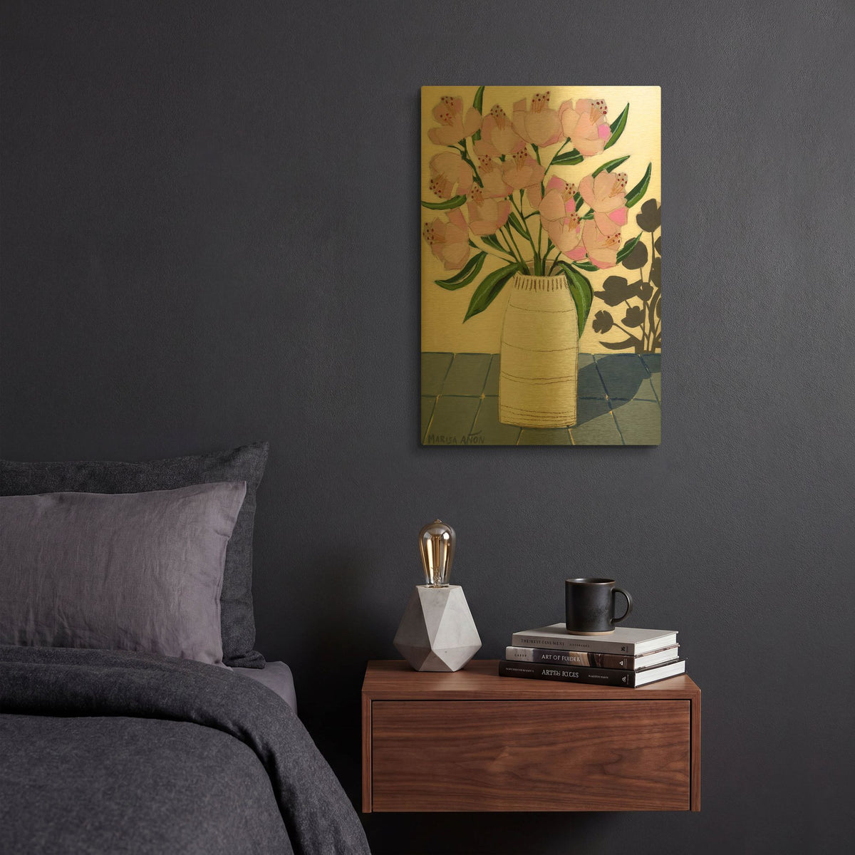 'Spring Florals 5' By Marisa Anon Gold Metal Wall Art