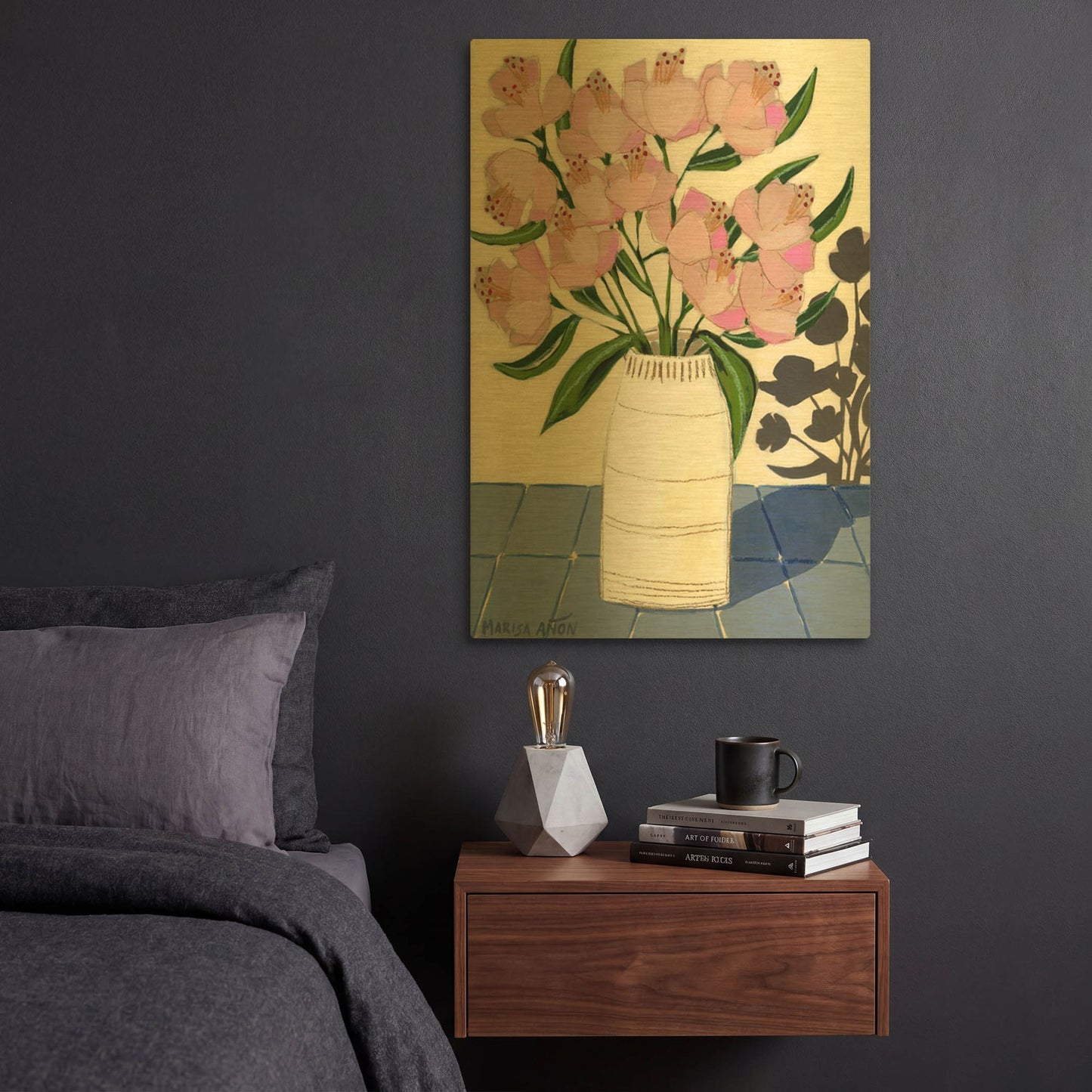 'Spring Florals 5' By Marisa Anon Gold Metal Wall Art