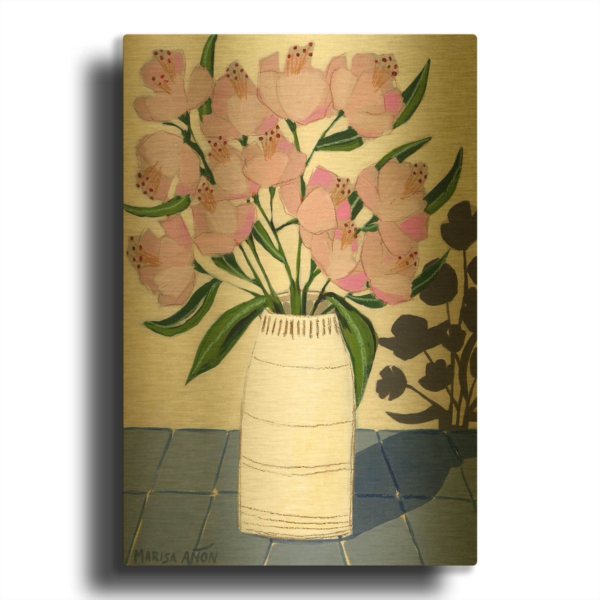 'Spring Florals 5' By Marisa Anon Gold Metal Wall Art