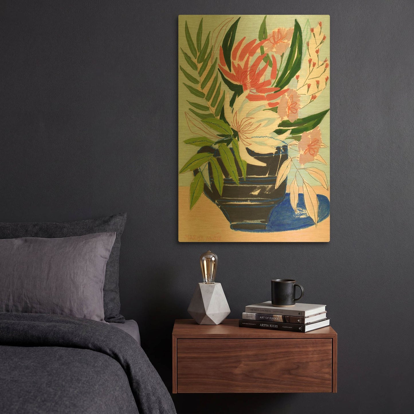'Spring Florals 6' By Marisa Anon Gold Metal Wall Art