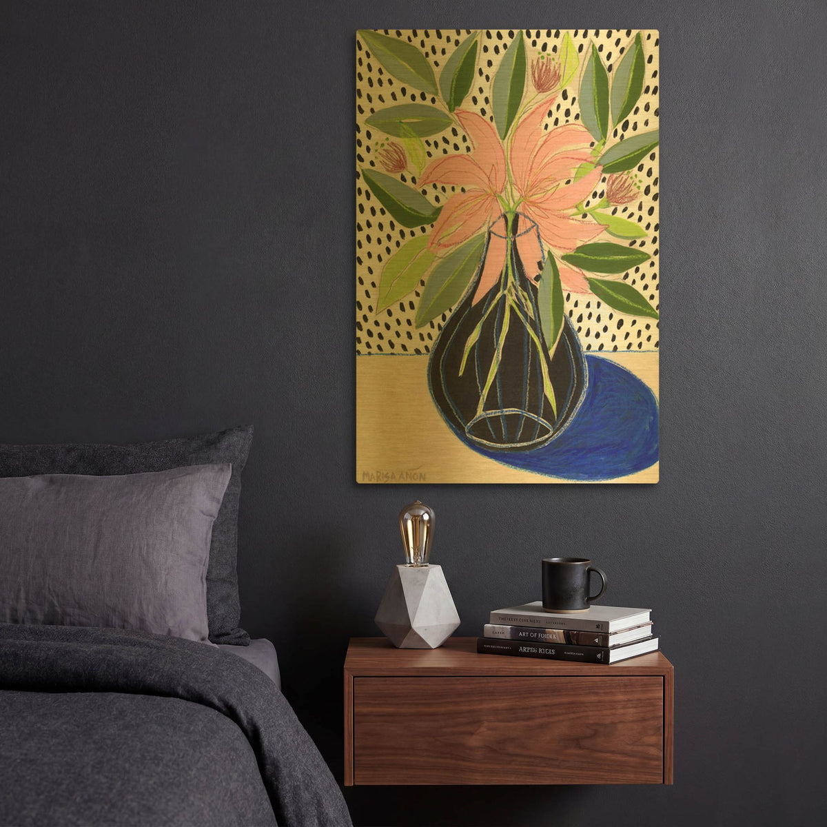 'Spring Florals 7' By Marisa Anon Gold Metal Wall Art