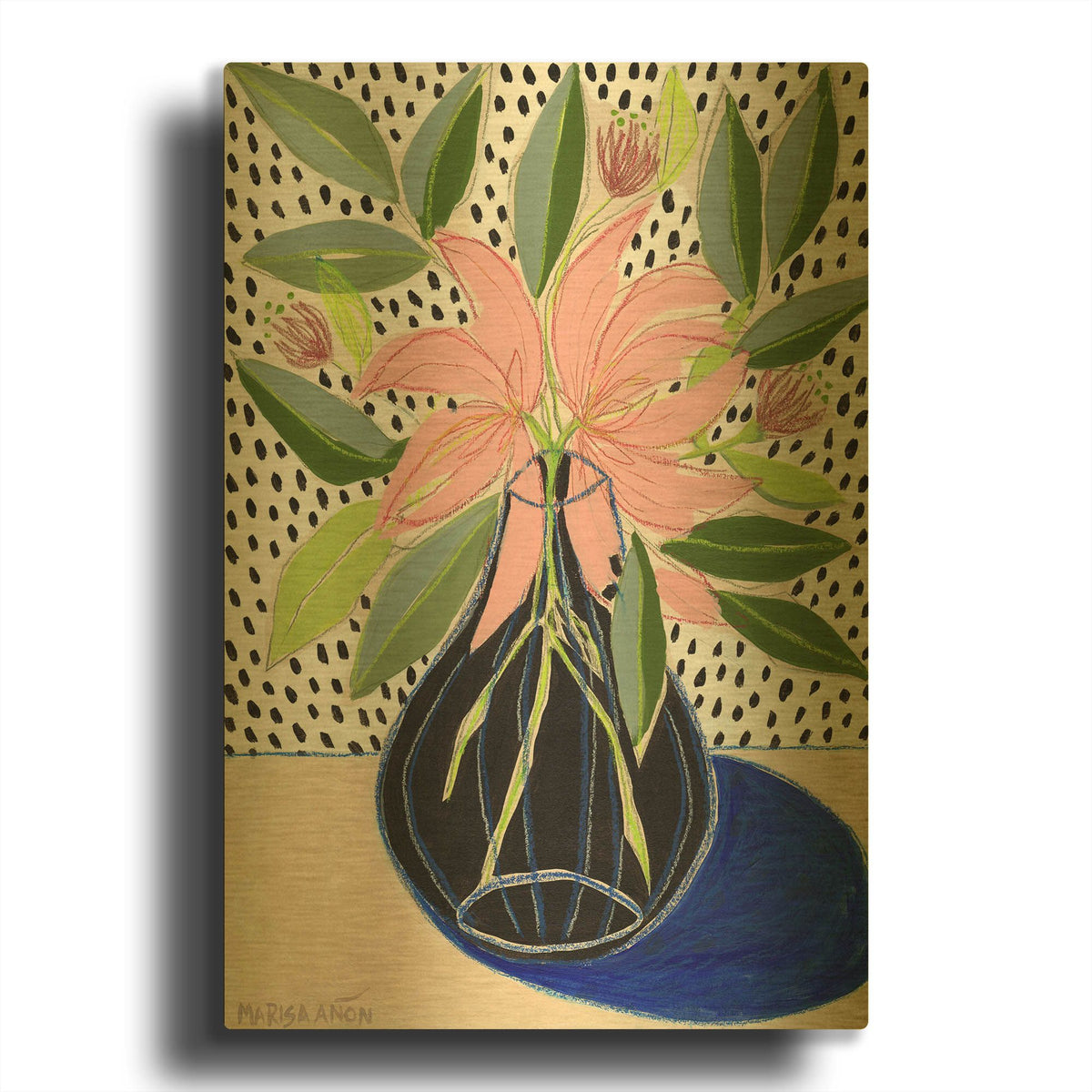'Spring Florals 7' By Marisa Anon Gold Metal Wall Art