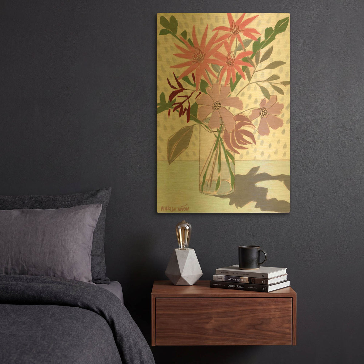 'Summer Flowers' By Marisa Anon Gold Metal Wall Art
