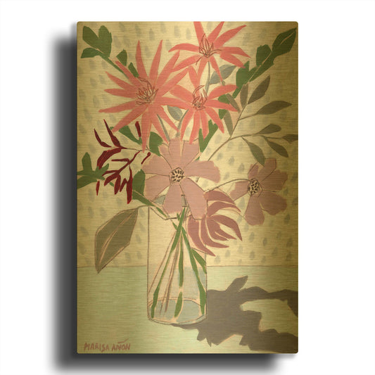 'Summer Flowers' By Marisa Anon Gold Metal Wall Art