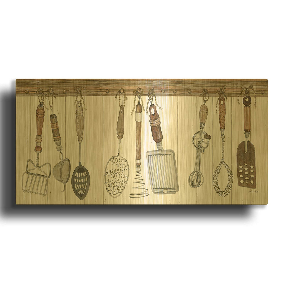 'Kitchen Tools' By Cindy Jacobs Gold Metal Wall Art