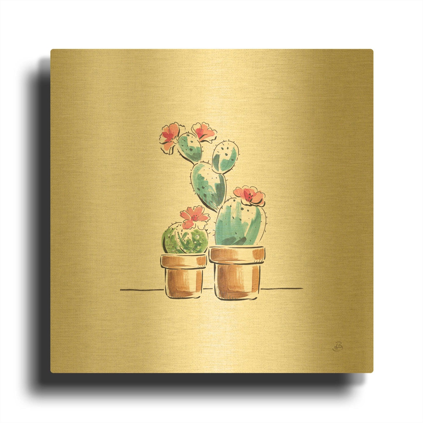 'Desert Bloom V' By Daphne Brissonnet Gold Metal Wall Art