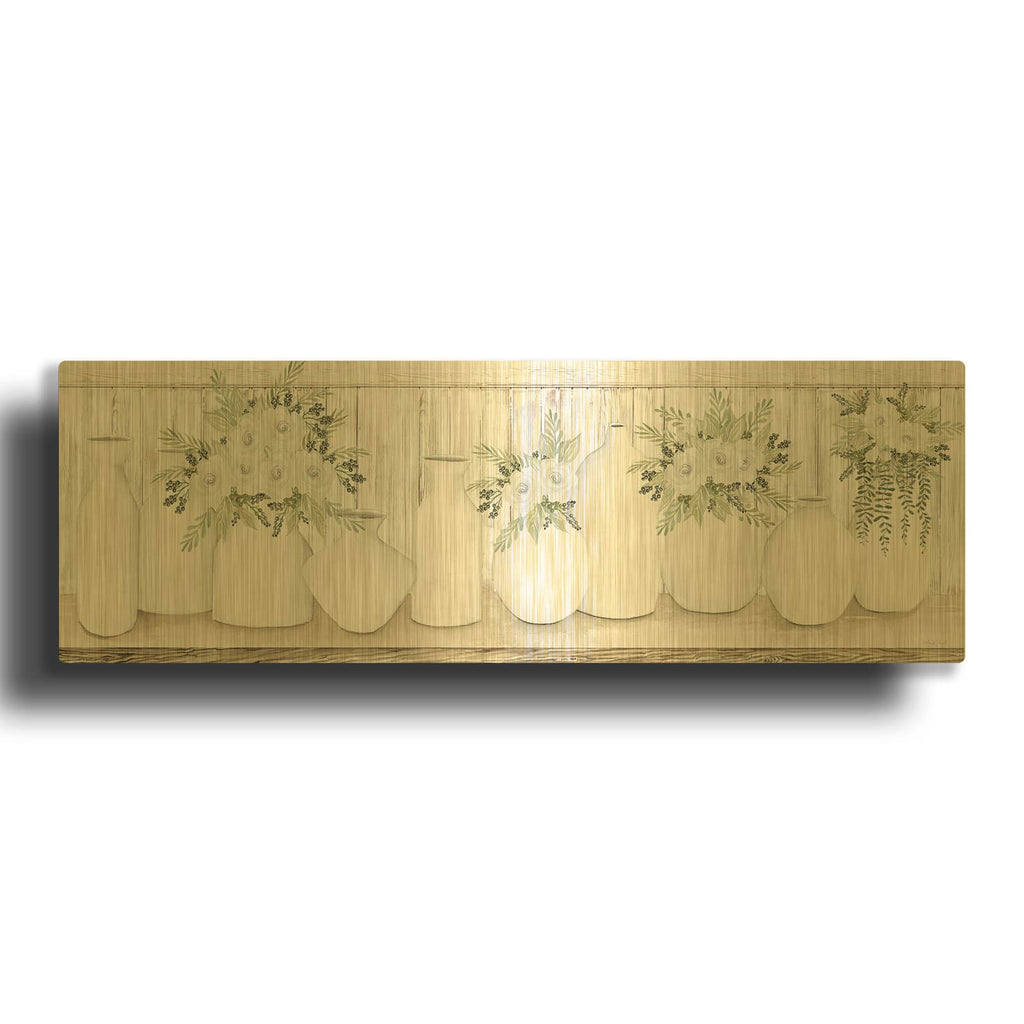 'White Simplicity' By Cindy Jacobs Gold Metal Wall Art