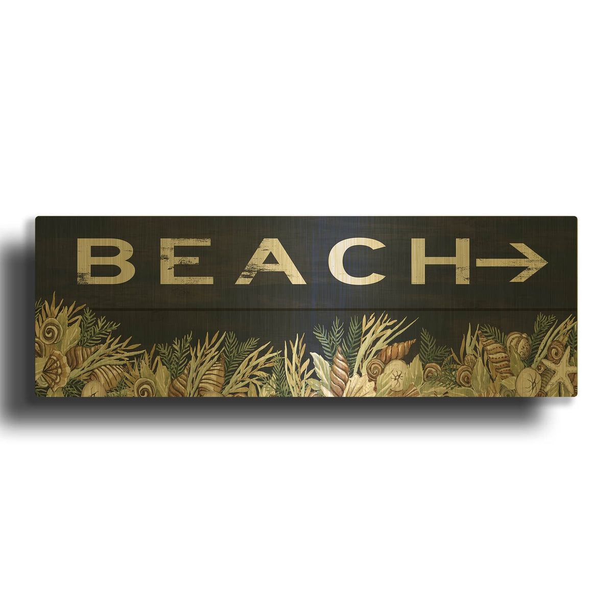 'Beach Sign' By Cindy Jacobs Gold Metal Wall Art