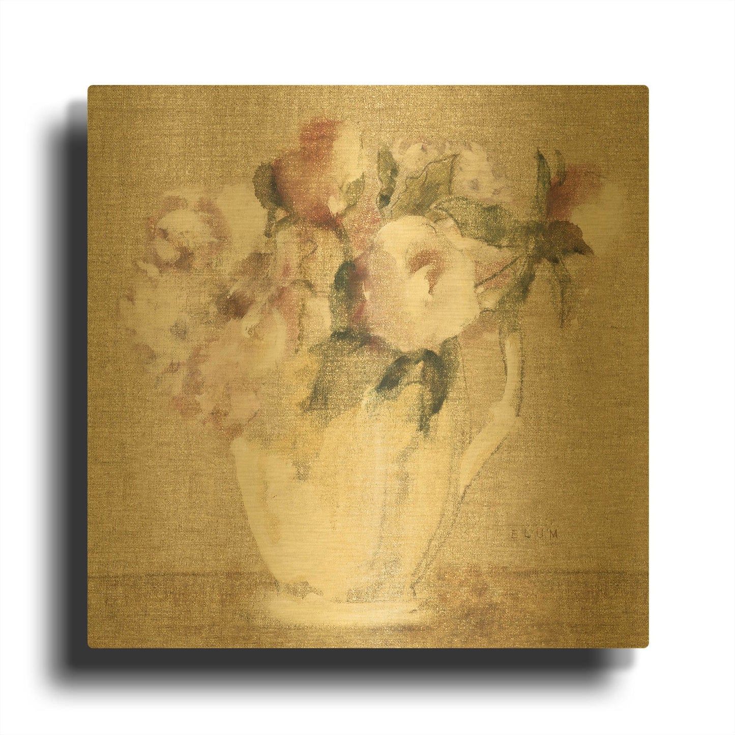 'Cottage Bouquet III no Border' By Cheri Blum Gold Metal Wall Art