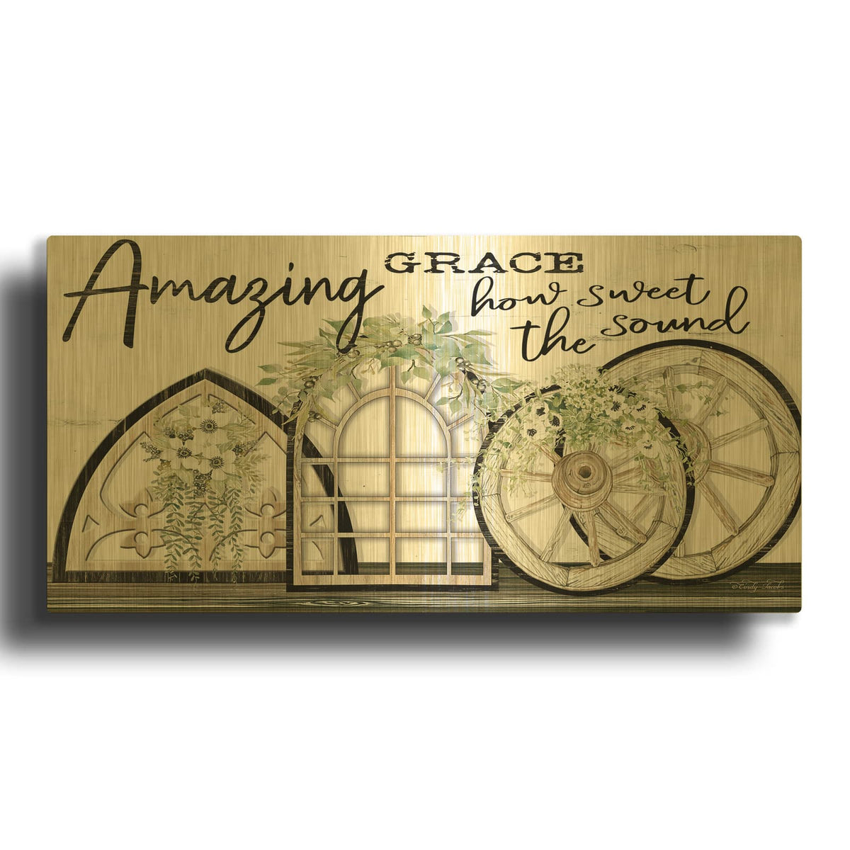 'Amazing Grace' By Cindy Jacobs Gold Metal Wall Art