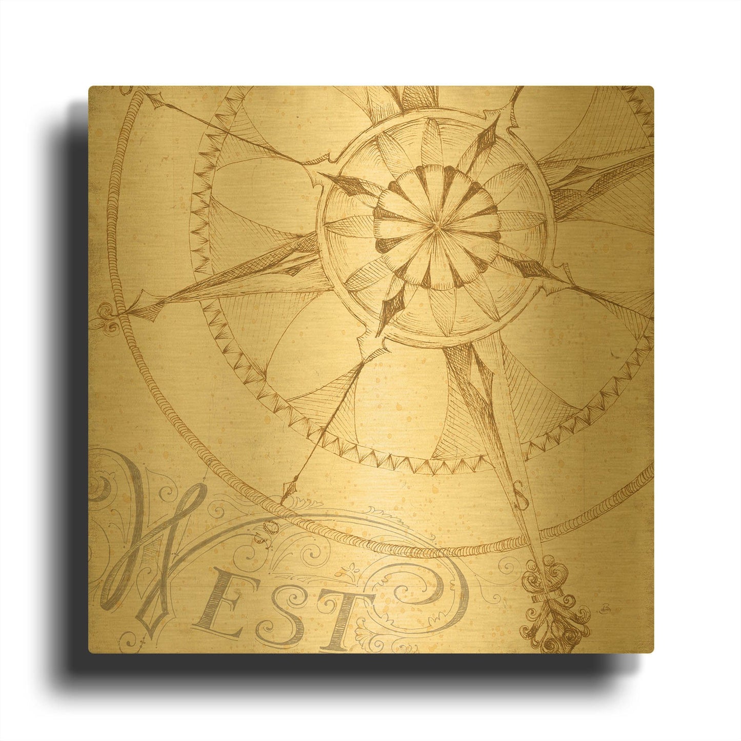 'Coast to Coast Sepia IV' By Daphne Brissonnet Gold Metal Wall Art