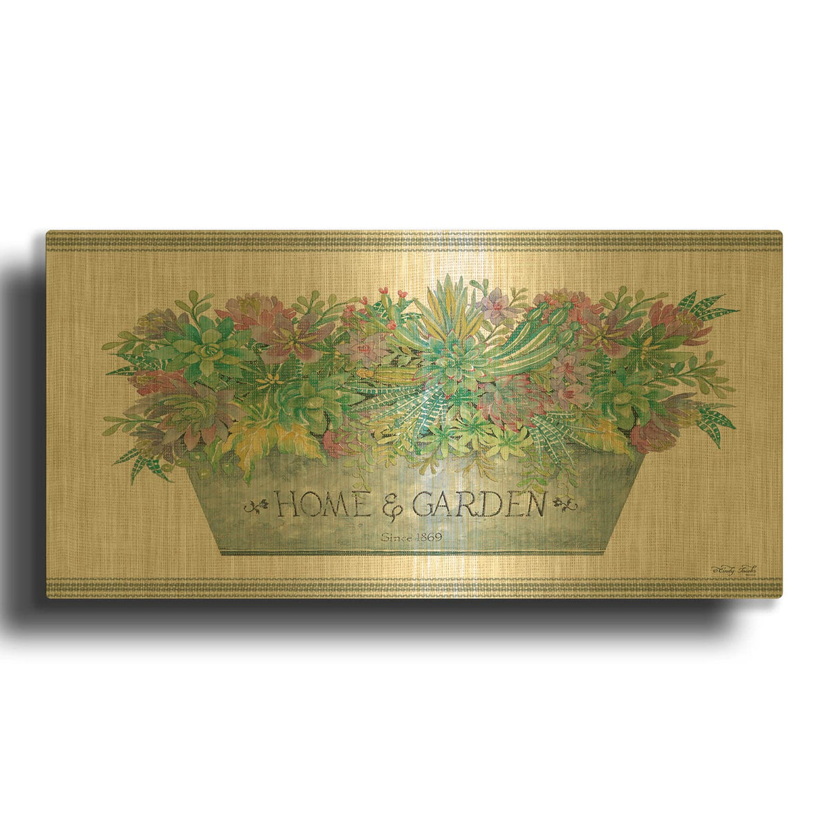 'Home & Garden' By Cindy Jacobs Gold Metal Wall Art