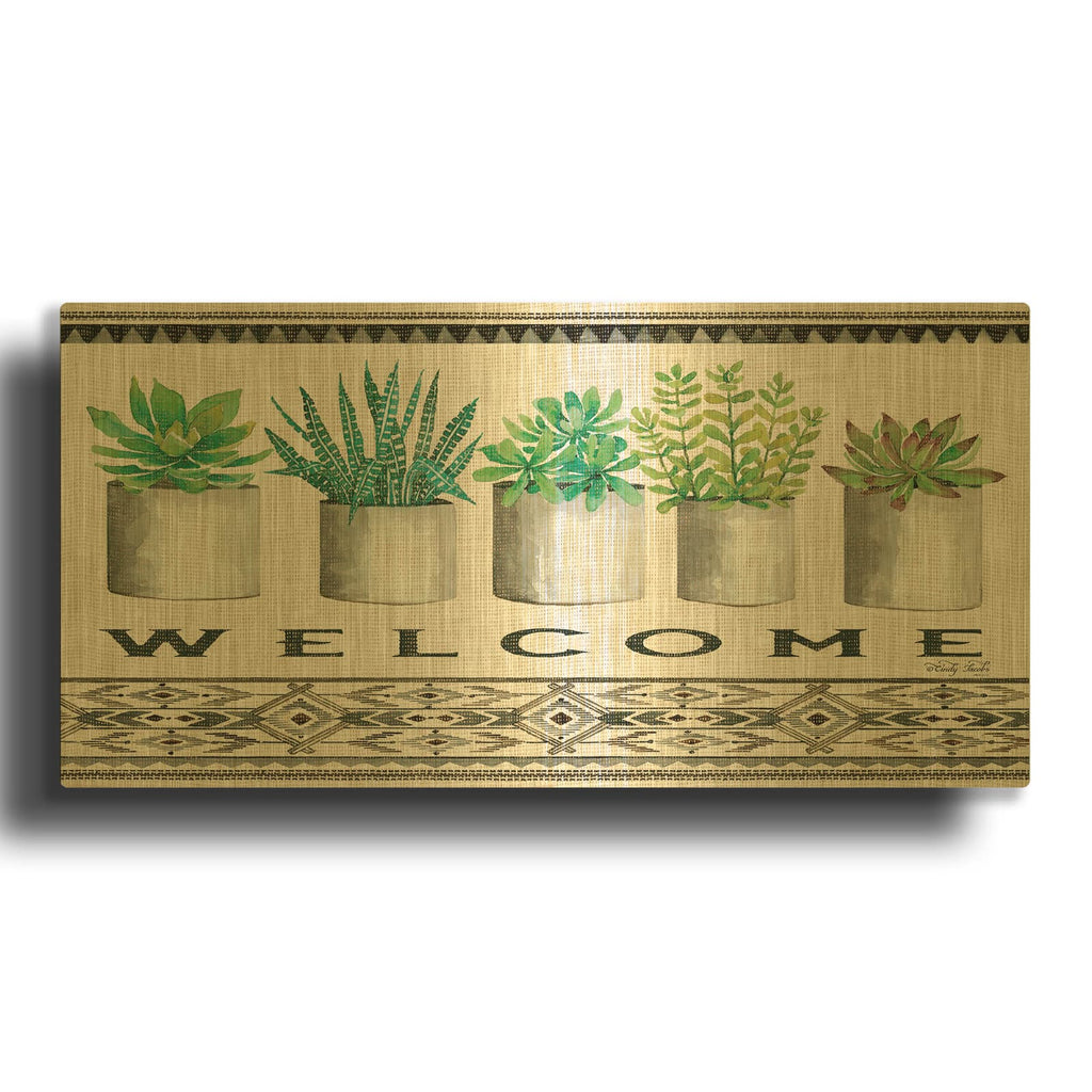 'Native Welcome' By Cindy Jacobs Gold Metal Wall Art