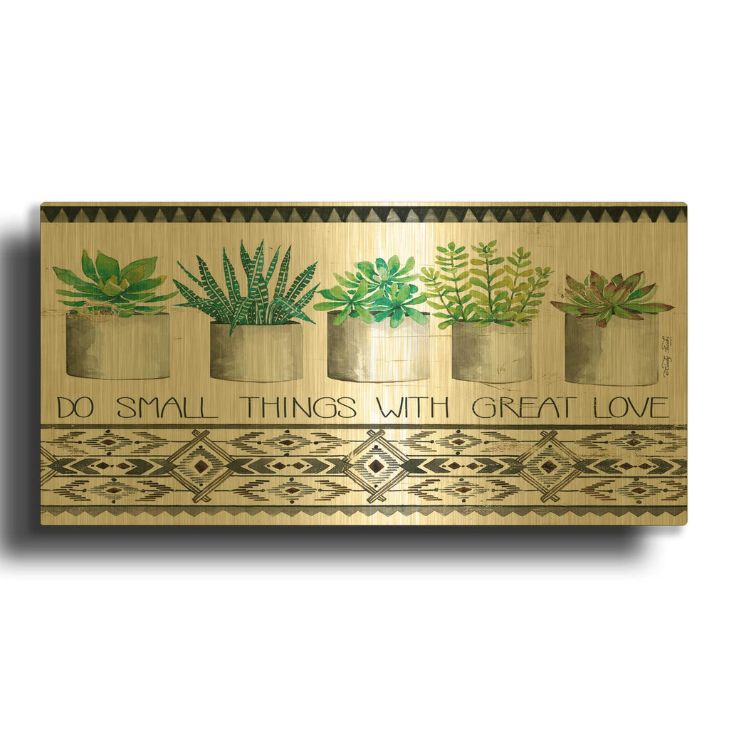 'Do Small Things Succulents' By Cindy Jacobs Gold Metal Wall Art