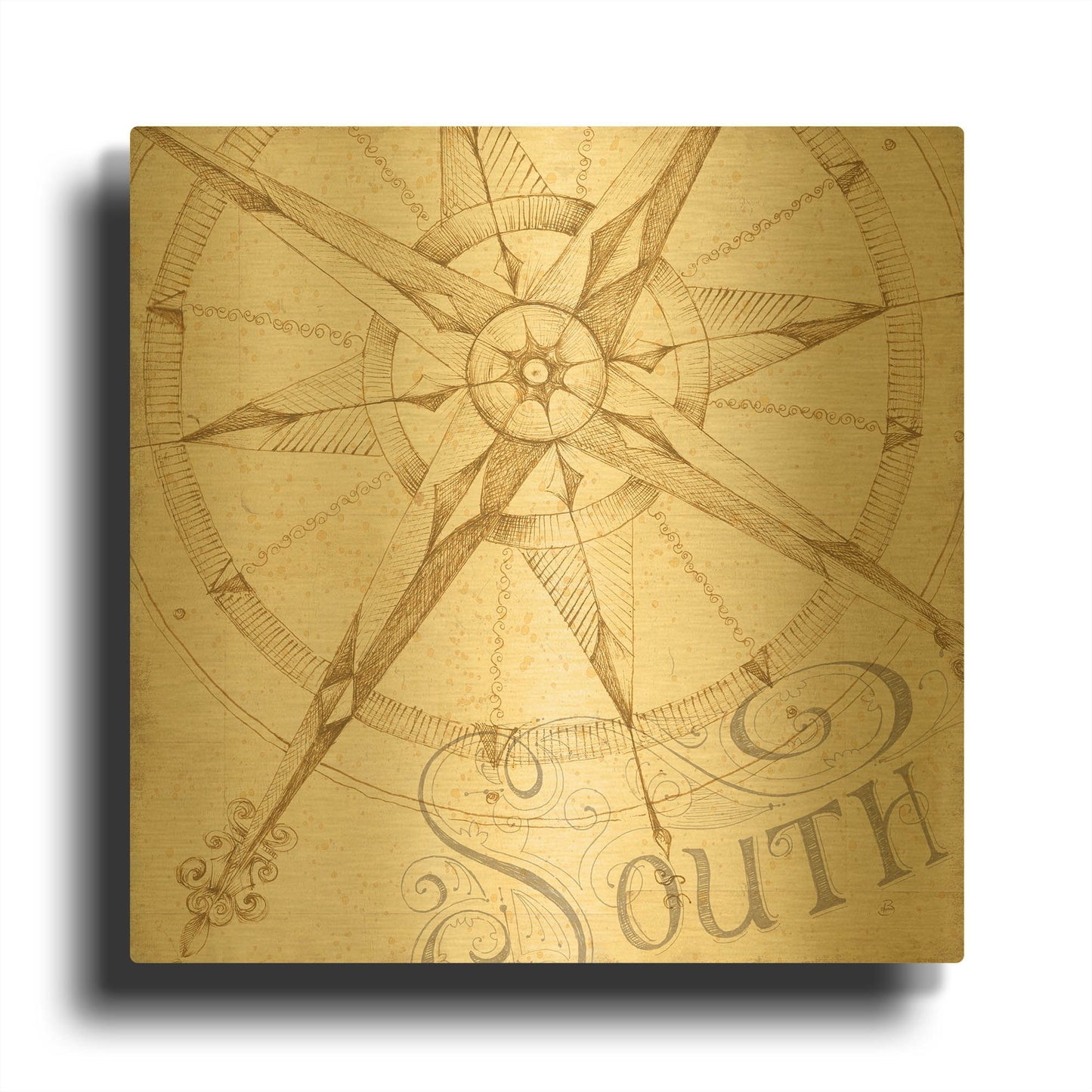 'Coast to Coast Sepia II' By Daphne Brissonnet Gold Metal Wall Art