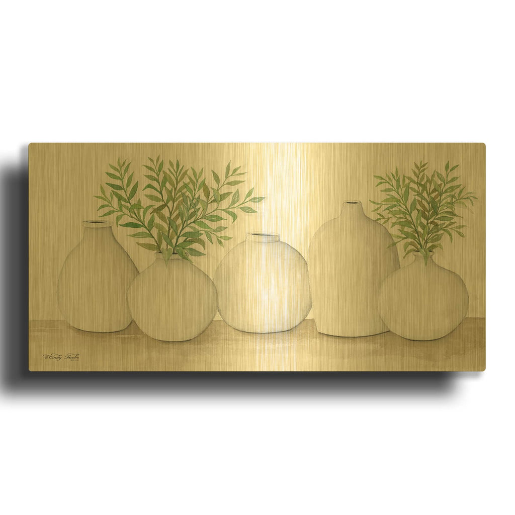 'Simplicity in White I' By Cindy Jacobs Gold Metal Wall Art