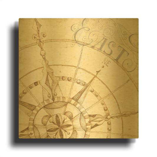 'Coast to Coast Sepia III' By Daphne Brissonnet Gold Metal Wall Art