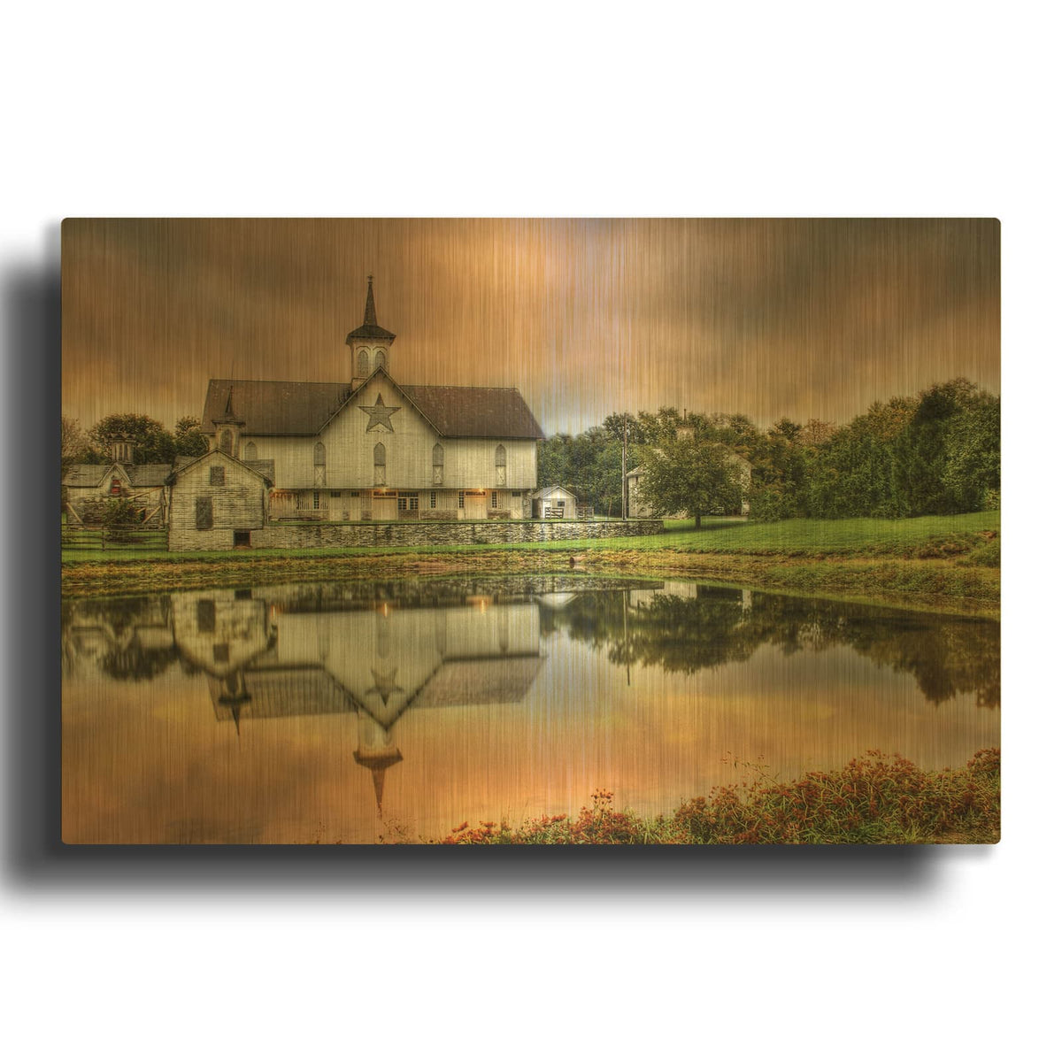 'Star Barn' By Lori Deiter Gold Metal Wall Art
