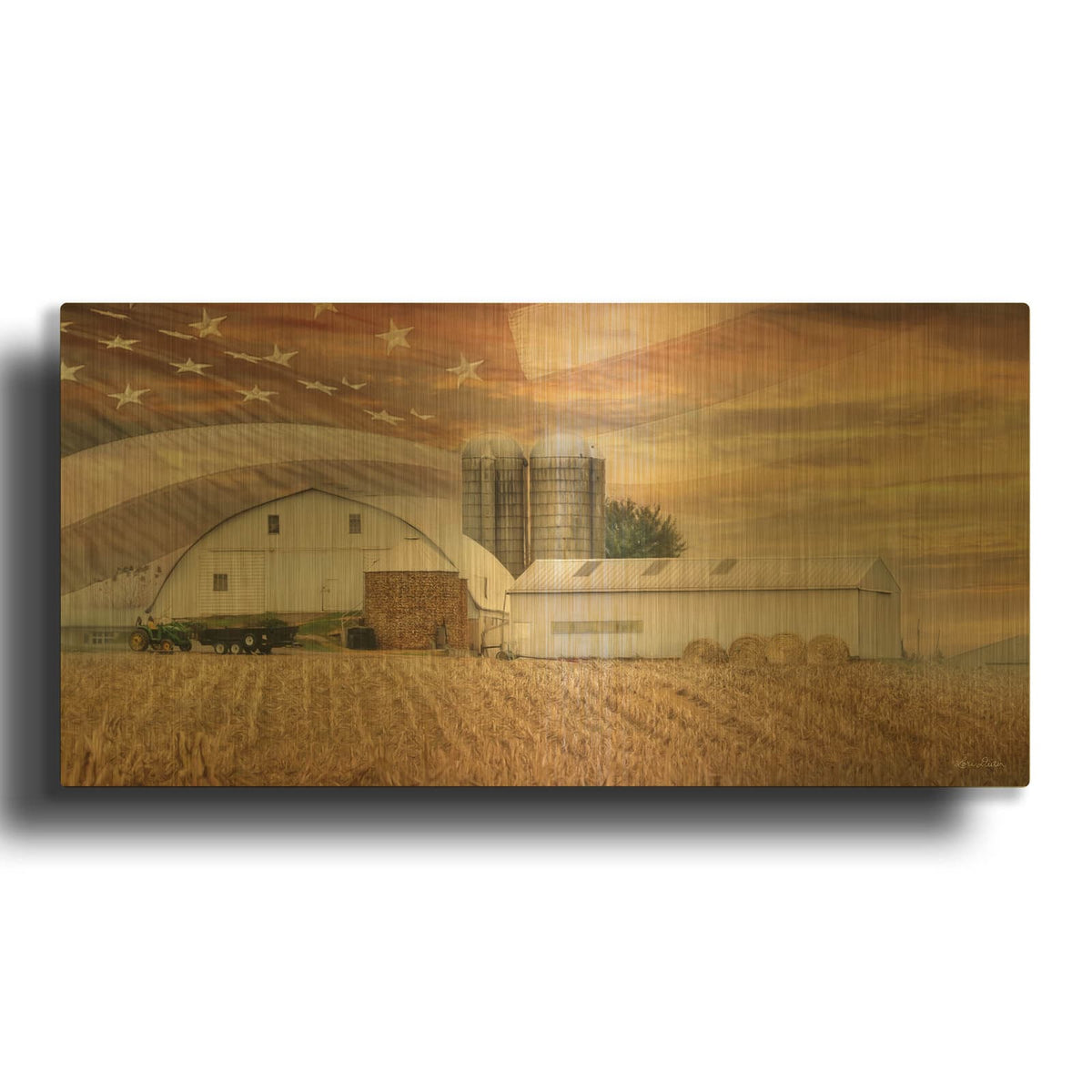 'American Farmland' By Lori Deiter Gold Metal Wall Art