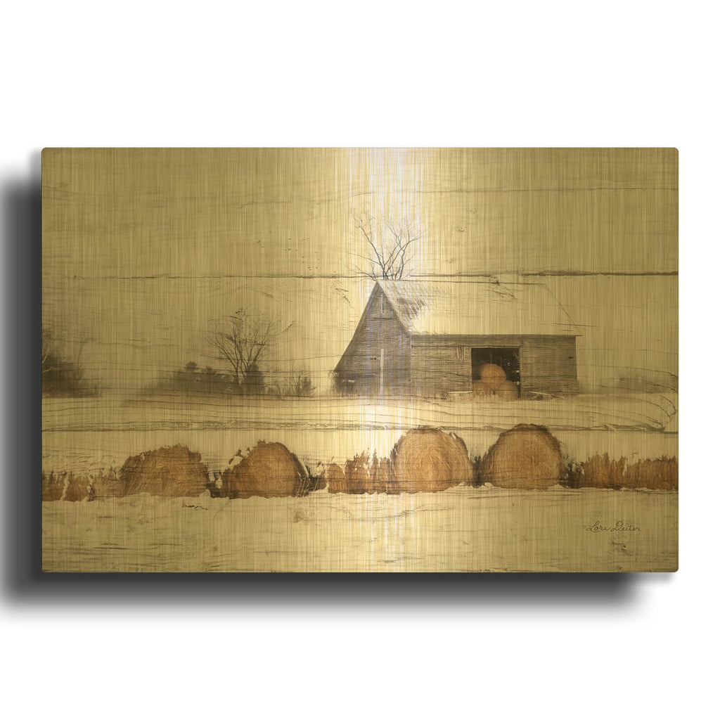 'Vermont Hay' By Lori Deiter Gold Metal Wall Art