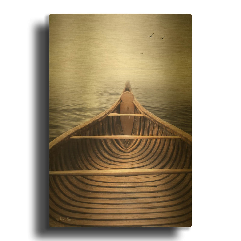 'Old Wooden Canoe' By Lori Deiter Gold Metal Wall Art