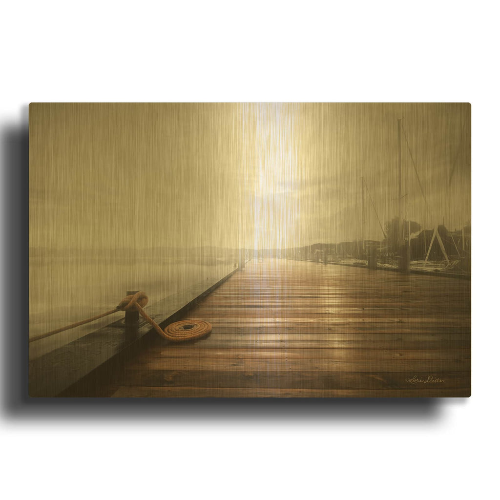 'Newport Dock I' By Lori Deiter Gold Metal Wall Art