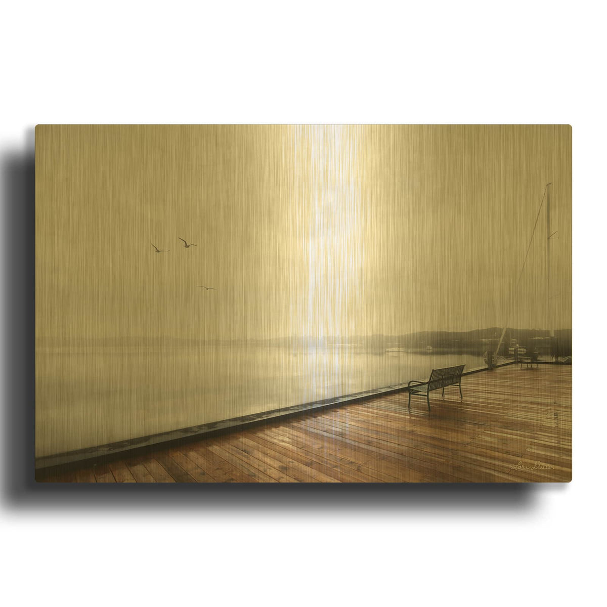 'Newport Dock II' By Lori Deiter Gold Metal Wall Art