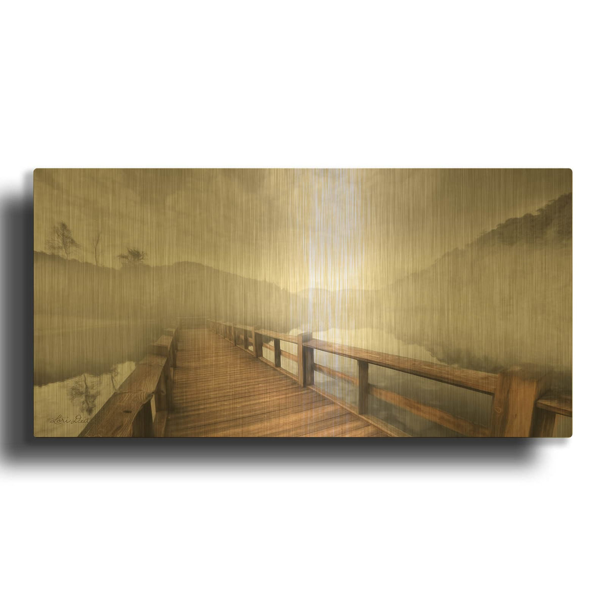 'Lake Cherokee Dock' By Lori Deiter Gold Metal Wall Art