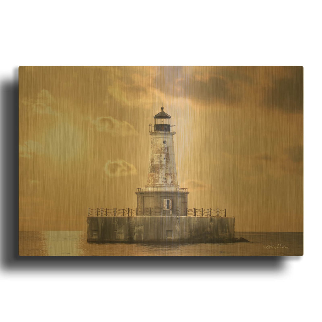 'Charity Shoal Lighthouse' By Lori Deiter Gold Metal Wall Art