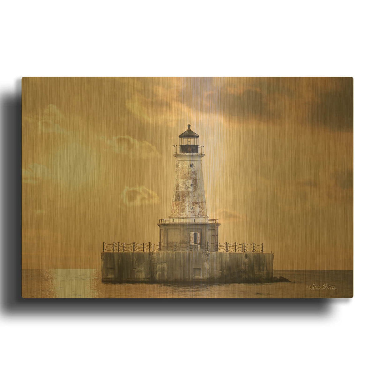 'Charity Shoal Lighthouse' By Lori Deiter Gold Metal Wall Art