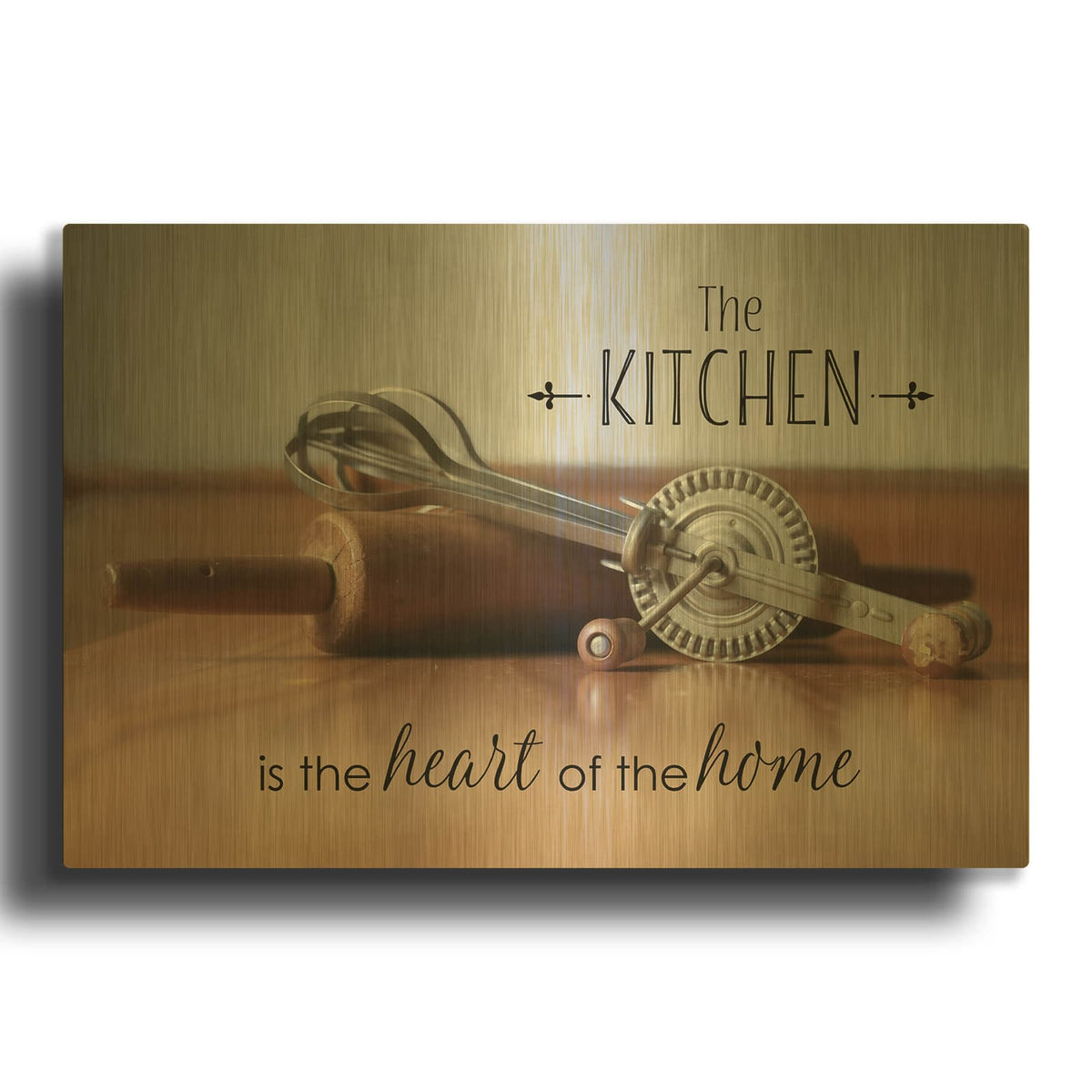 'The Kitchen is the Heart of the Home' By Lori Deiter Gold Metal Wall Art