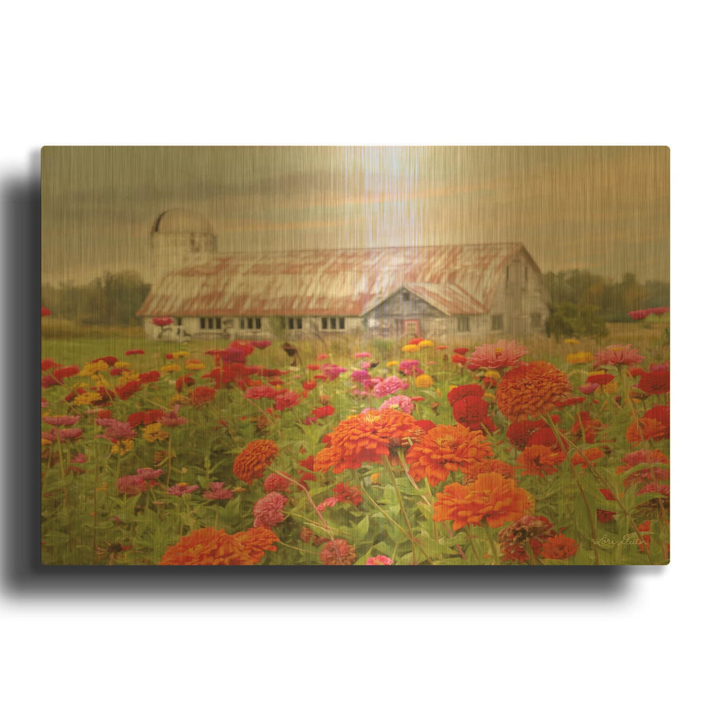 'Vermont Flowers' By Lori Deiter Gold Metal Wall Art