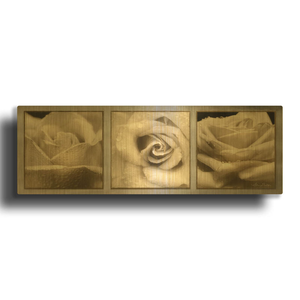 'Rose Trio' By Lori Deiter Gold Metal Wall Art