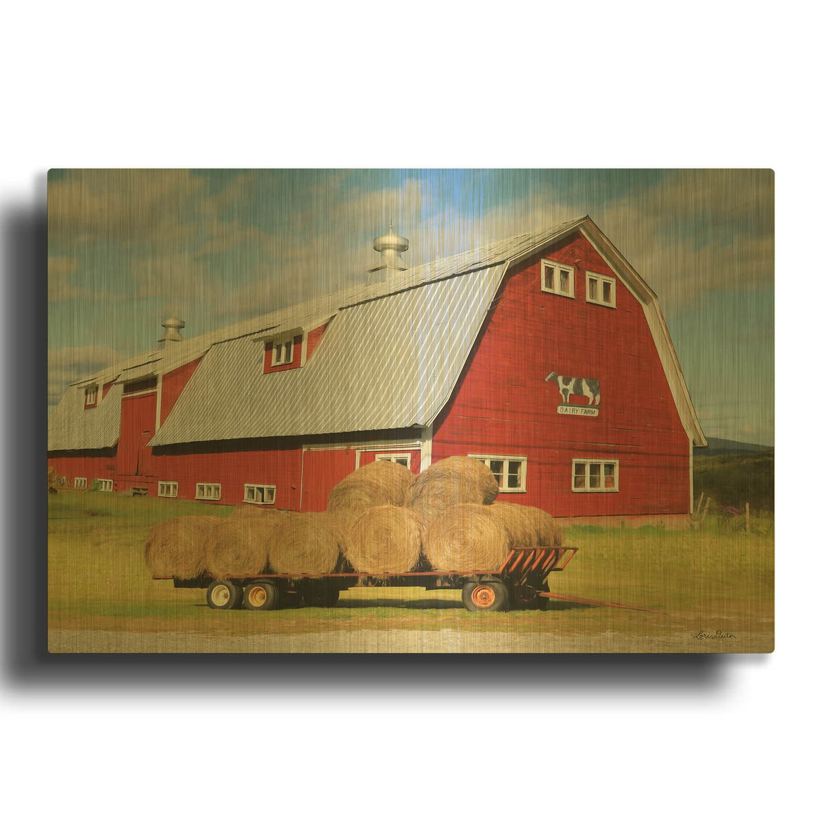 'Vermont Dairy Farm' By Lori Deiter Gold Metal Wall Art
