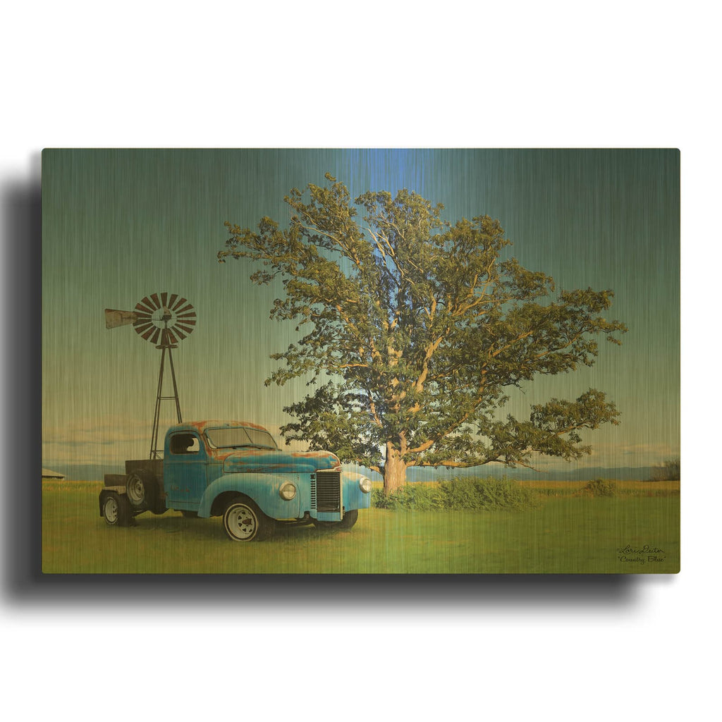 'Country Blue' By Lori Deiter Gold Metal Wall Art