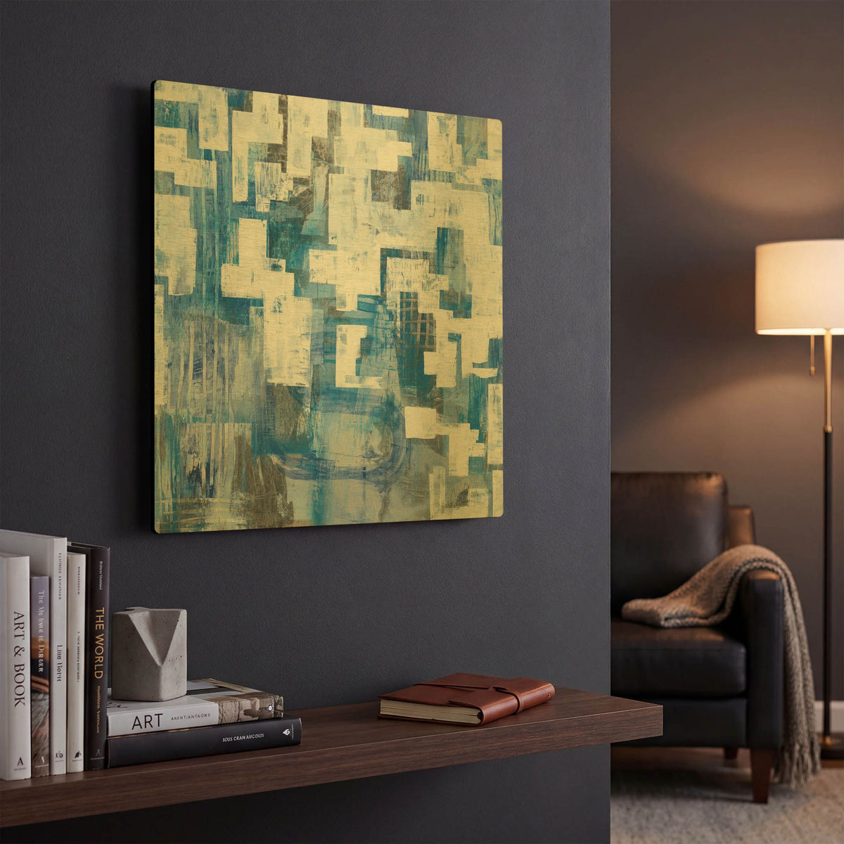 'In Blue A Maze' By Melissa Averinos Gold Metal Wall Art