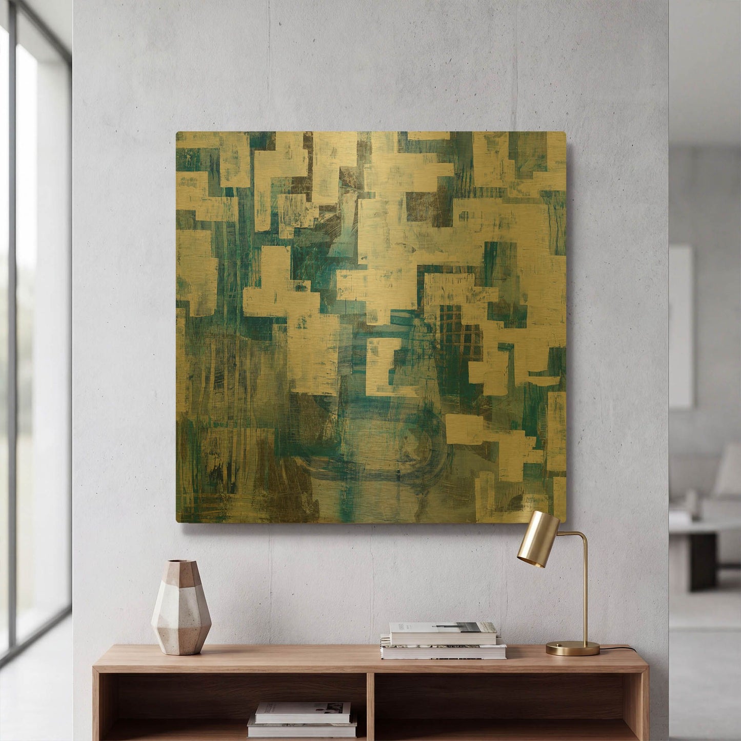 'In Blue A Maze' By Melissa Averinos Gold Metal Wall Art