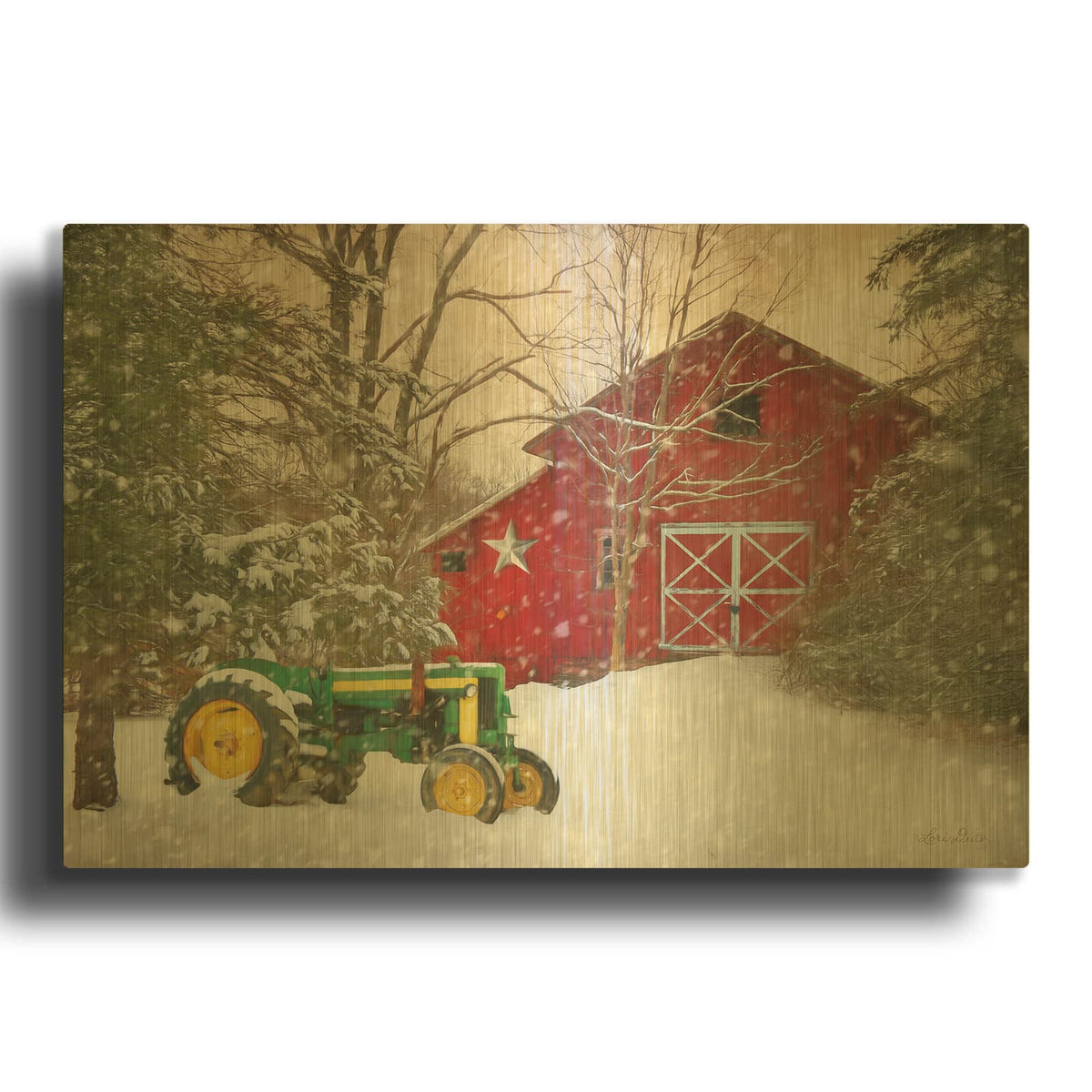 'Winter at the Barn' By Lori Deiter Gold Metal Wall Art
