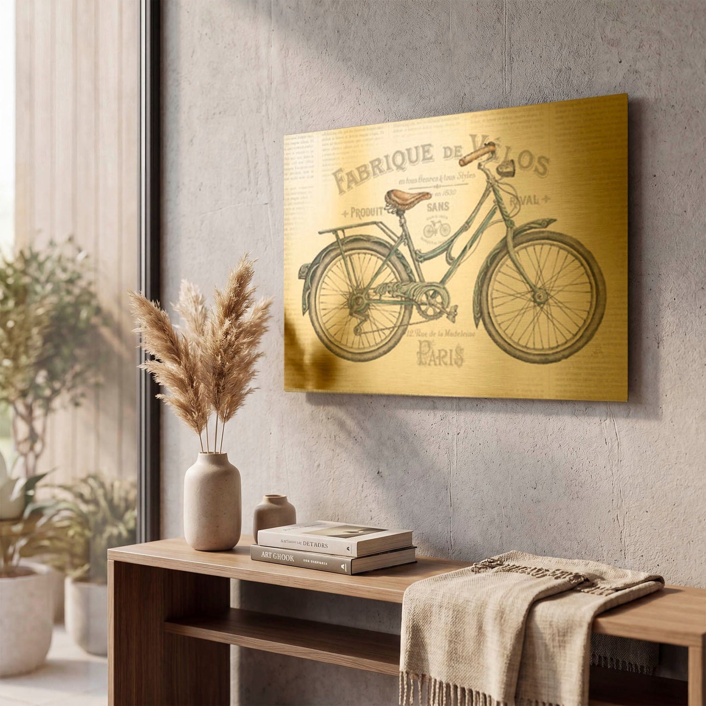 'Bicycles I v2' By Daphne Brissonnet Gold Metal Wall Art