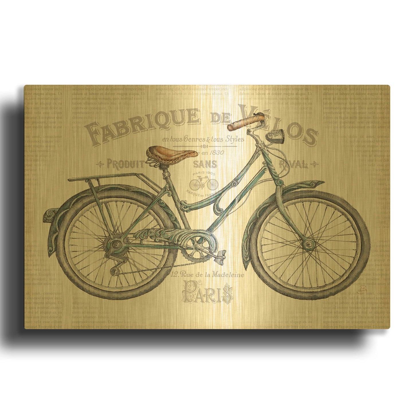 'Bicycles I v2' By Daphne Brissonnet Gold Metal Wall Art