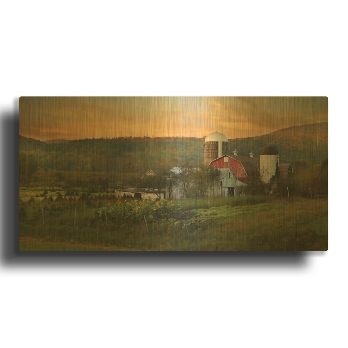 'New York Country Sunset' By Lori Deiter Gold Metal Wall Art