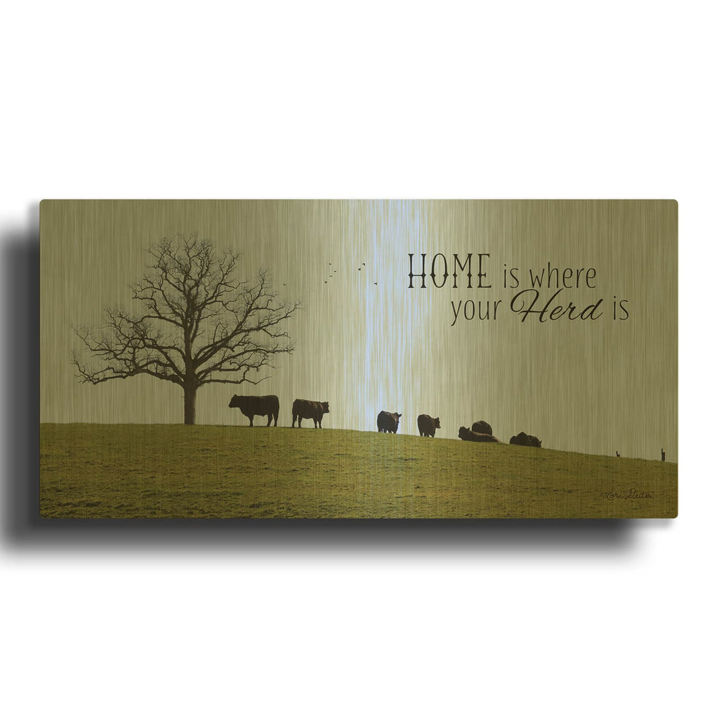 'Home Is Where Your Herd Is' By Lori Deiter Gold Metal Wall Art