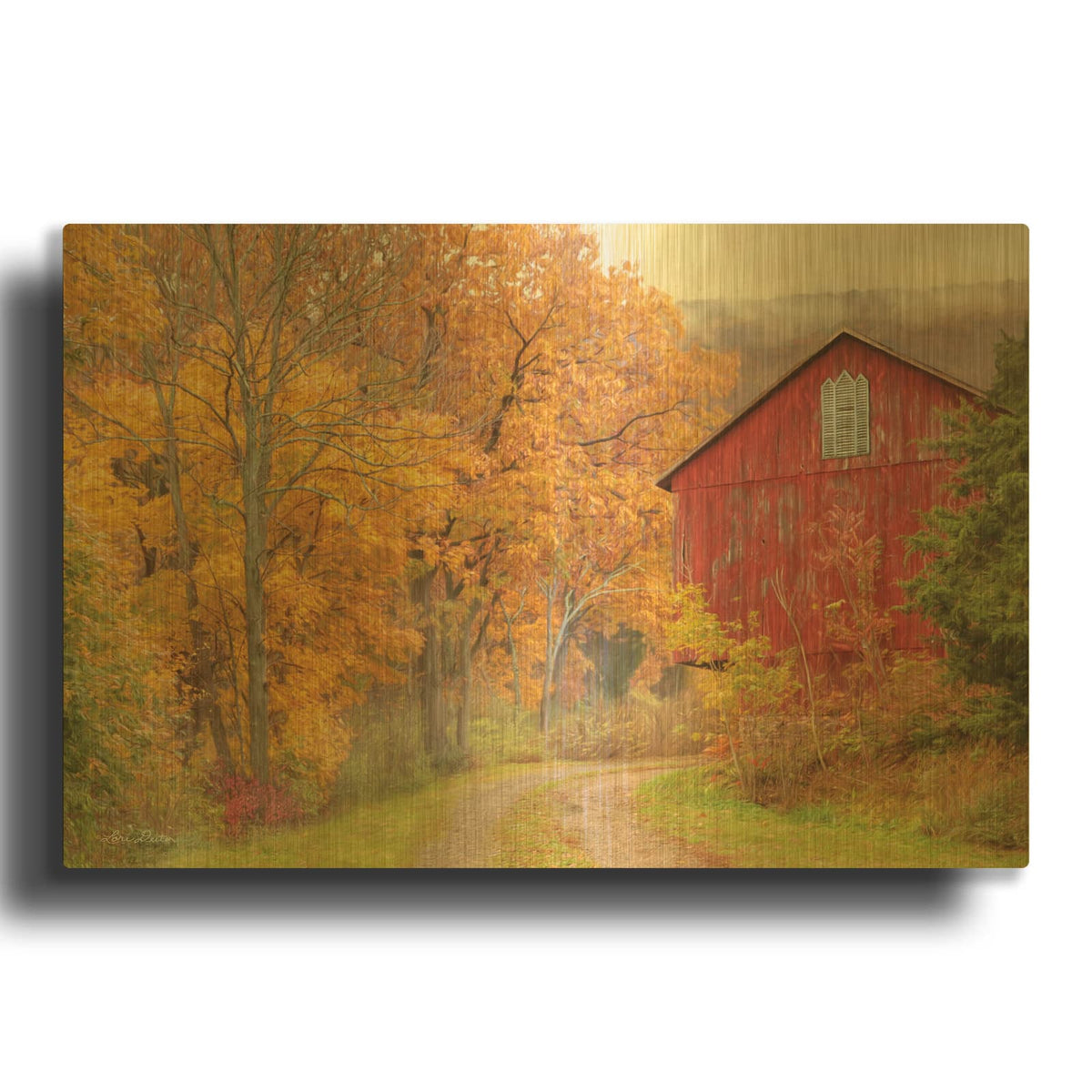 'Hidden Barn' By Lori Deiter Gold Metal Wall Art