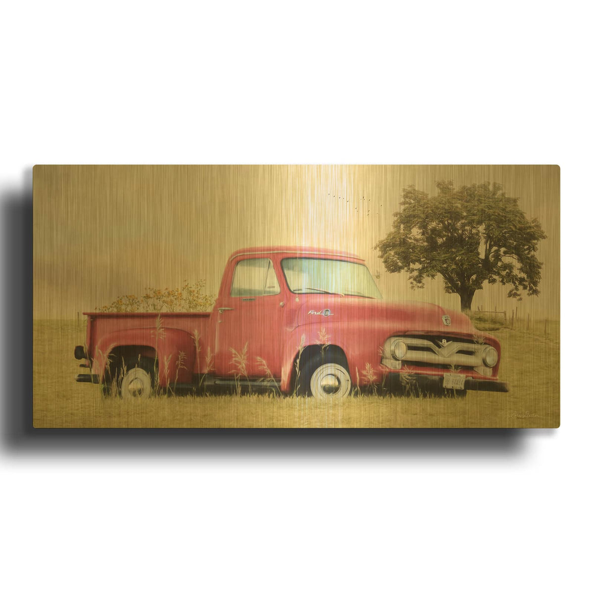 'Country Parking Spot' By Lori Deiter Gold Metal Wall Art