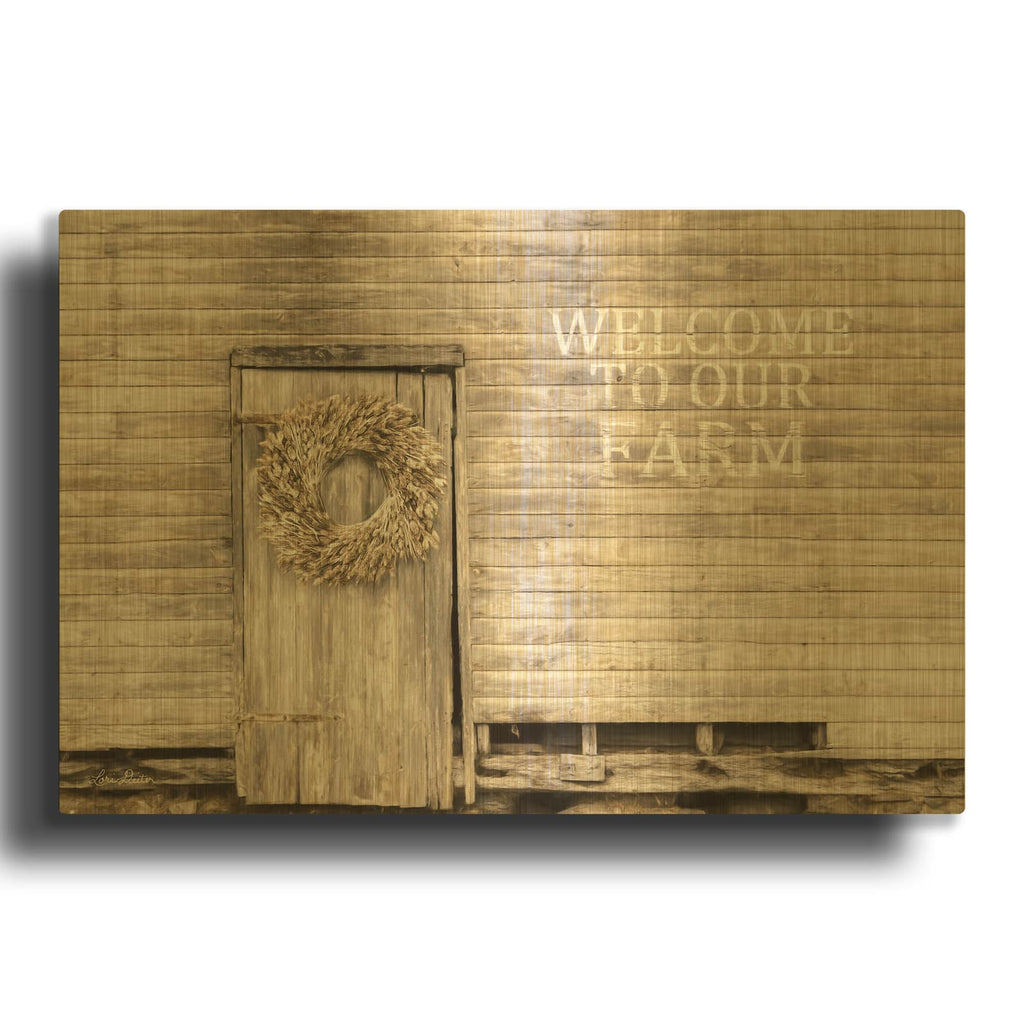 'Welcome to Our Farm' By Lori Deiter Gold Metal Wall Art