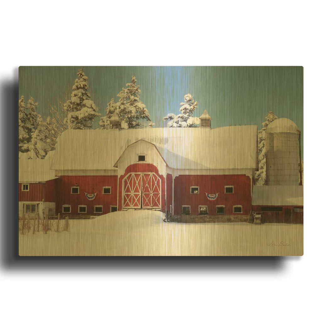 'Red, White and Cold' By Lori Deiter Gold Metal Wall Art